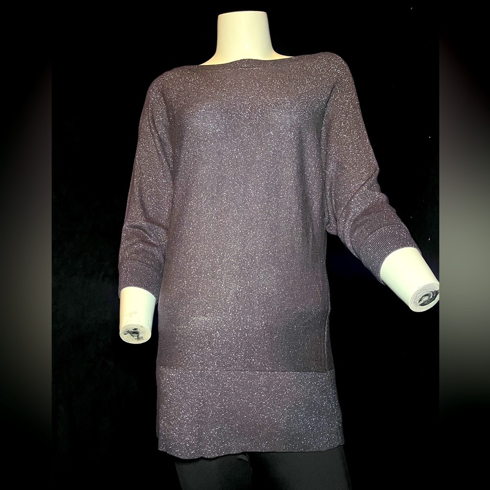 Ann Taylor Loft tunic/ long waisted glitter top, 3/4 sleeves, size Medium.
